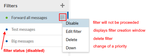 Filter contextual menu
